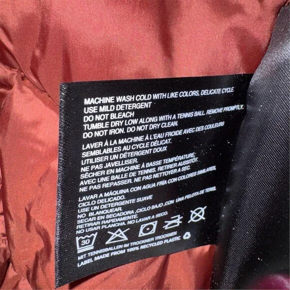 Bernardo Womens XS Rust Brown Criss Cross Hooded Puffer Jacket Fleece Lined Hood - Picture 6 of 11